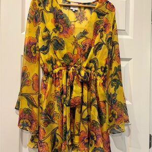 Misa Los Angeles Yellow Floral Mini Dress